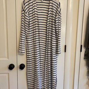 J. Jill Navy and White Striped Cardigan